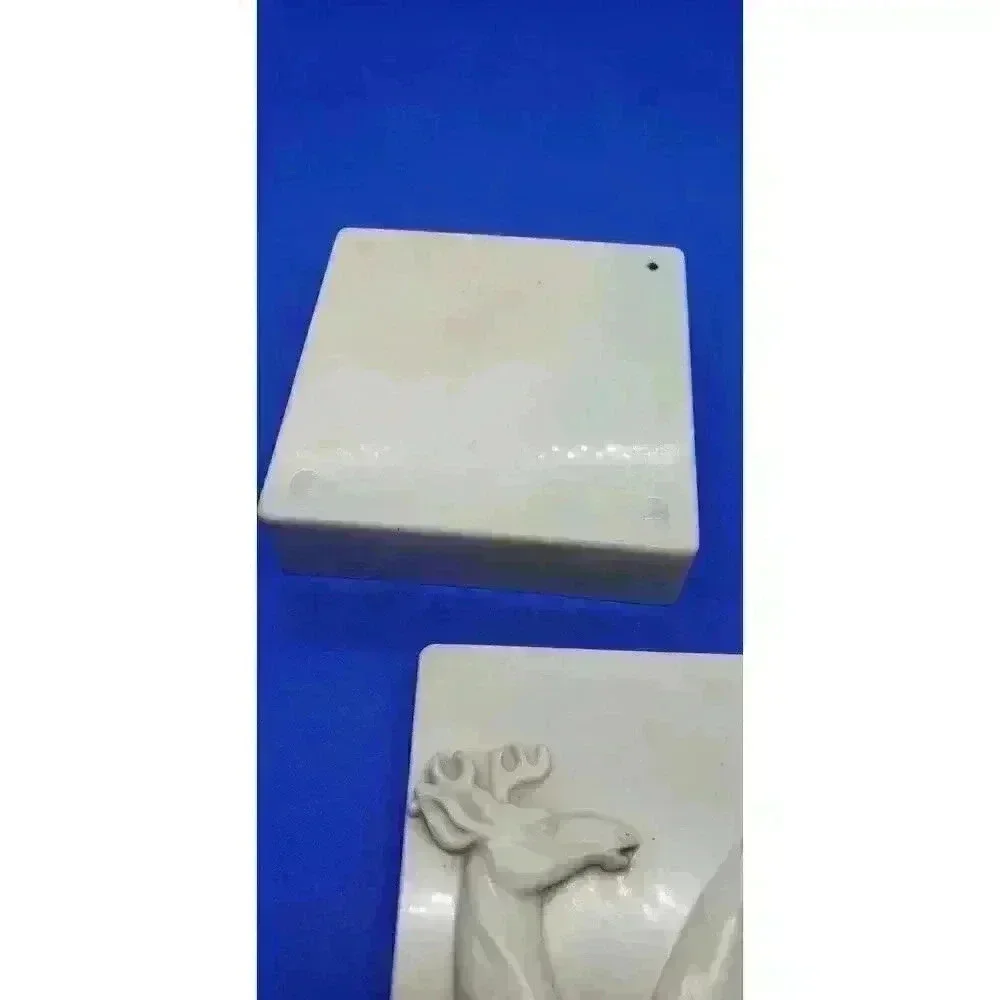 Vintage Celluloid Jewelry Trinket Box Art Deco 30s High Relief Deer Men Gift